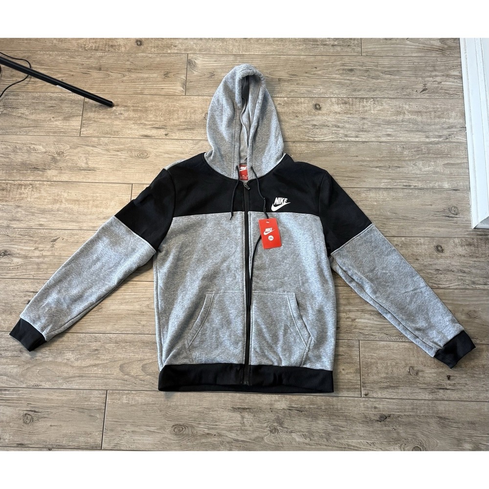 Nike Full Zip Hoodie 2XL Gray Black Colorblock Made In USA NWT Runs Small